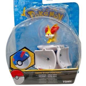 Pokémon Fennekin Figure Throw‎ N Pop Poke Ball Great Ball Toy Collectible